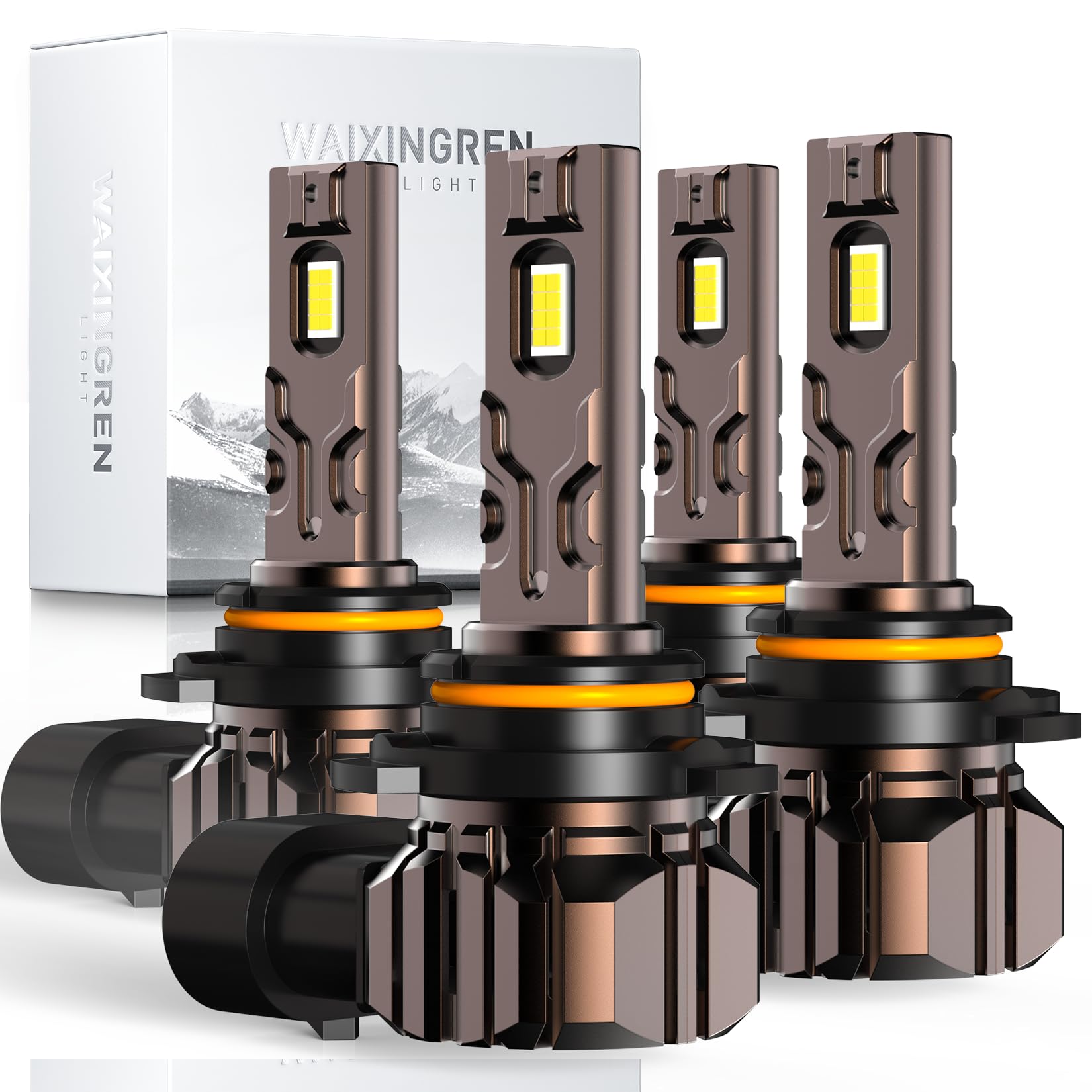 WAIXINGREN H4 Led Headlight Bulbs, 6500K Cool White, 60W 26000LM H4 Headlight Bulbs led with Fan, No Adapter Required, Plug and Play Easy Installation, Pack of 2 (H4/9003/HB2)