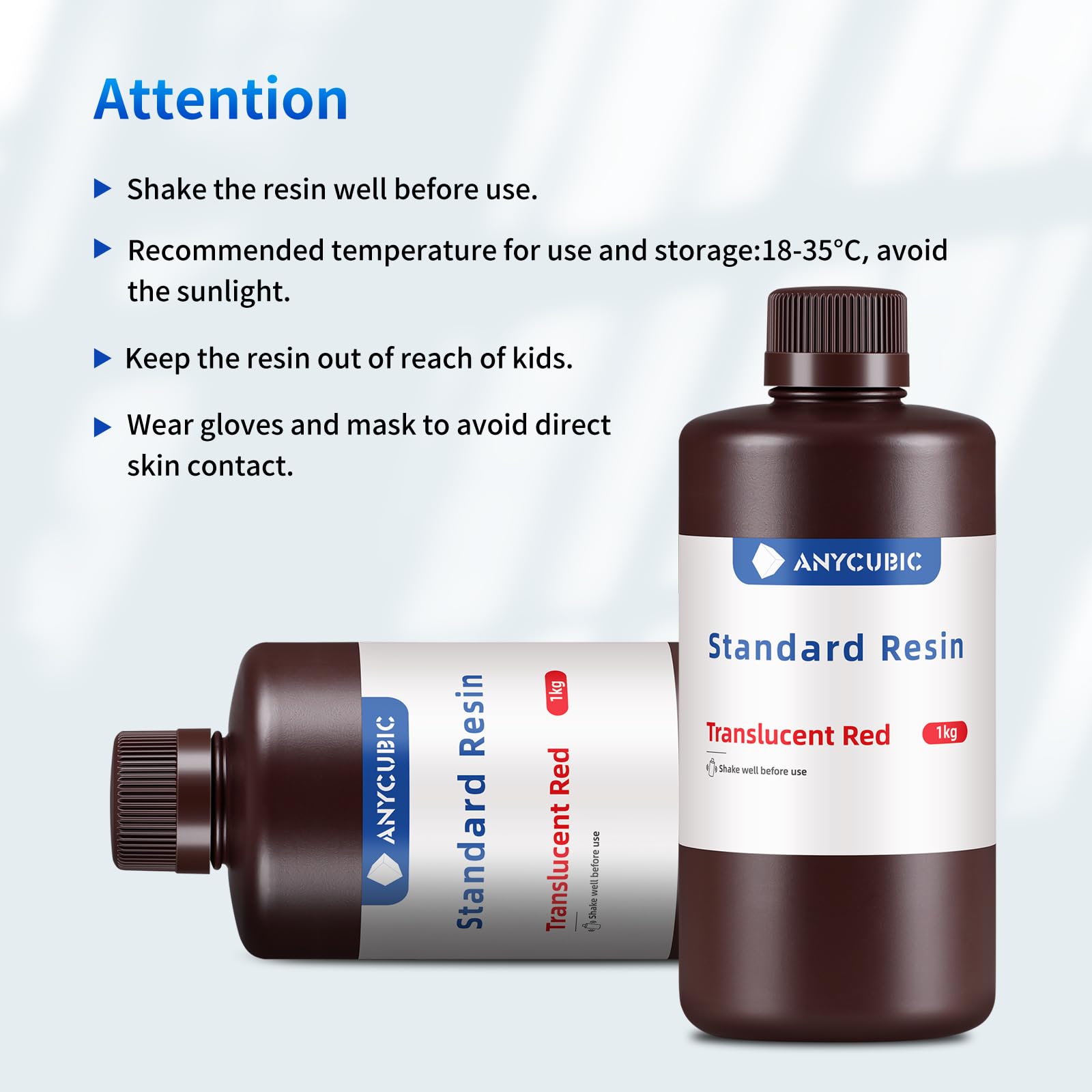 ANYCUBIC Standard 3D Printer Resin, LCD UV 405nm Rapid Photopolymer 3D Resin for 6K/8K/12K/14K LCD 3D Printers(1000g, Grey)