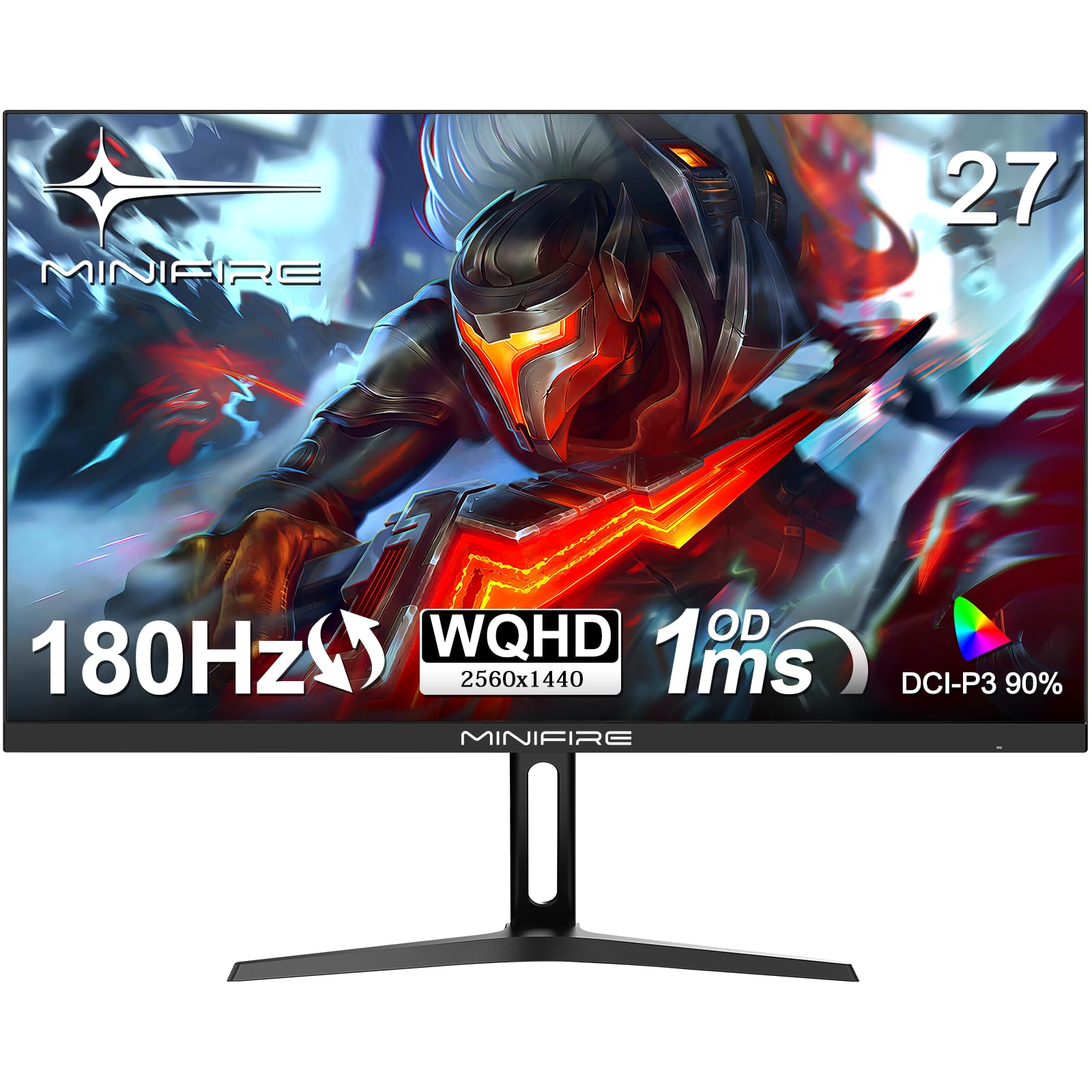 Minifire 27 Inch Gaming Monitor, 180Hz, Curved Gaming Monitor, Built in Speaker, Crosshair, 1Ms, sRGB130%, FHD 1080P Computer Screen, VESA Compatible, Eye Care Adaptive Sync HDMI＆DP Prots （MFG27C1 ）