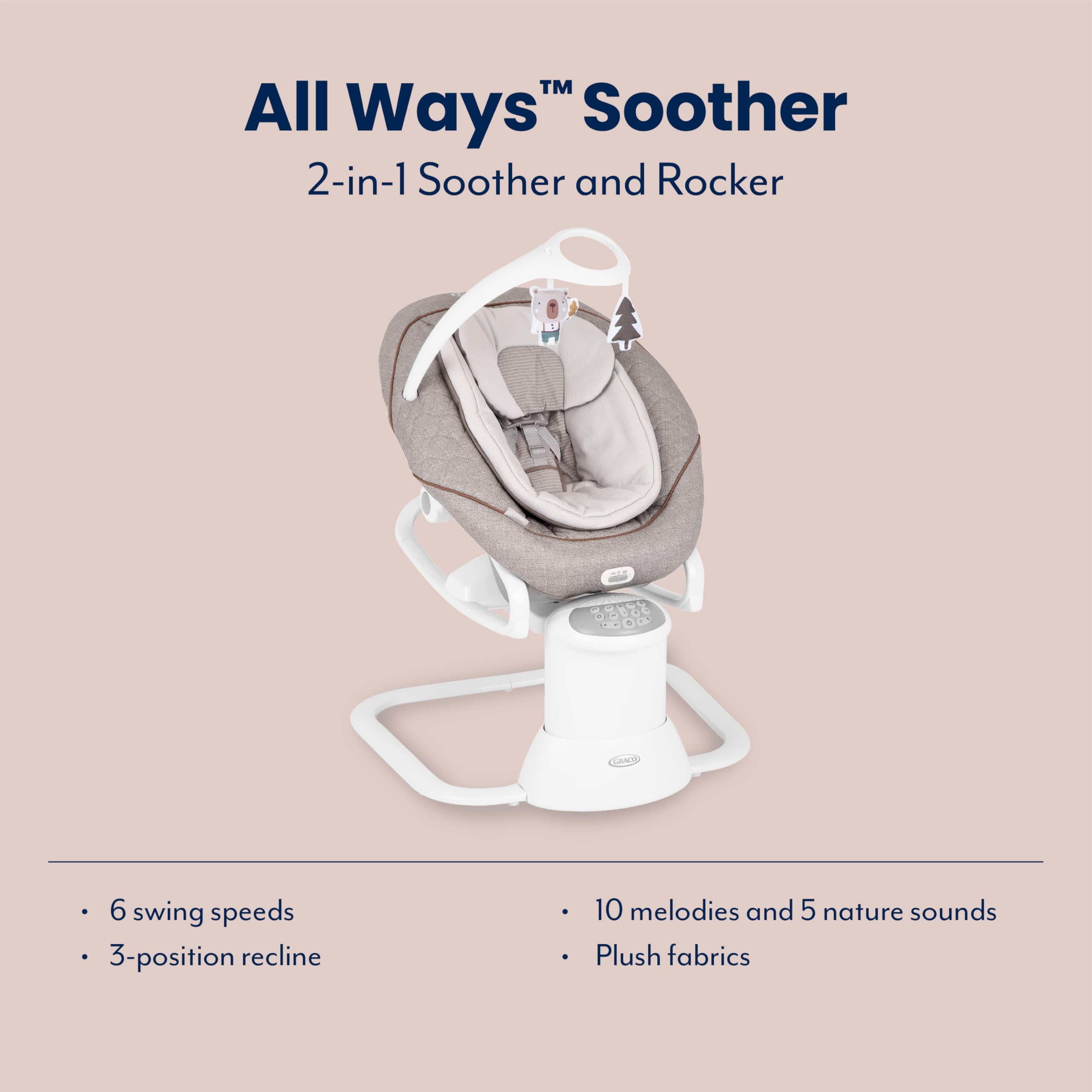 Graco All Ways Soother 2-in-1 Baby Swing and Portable Rocker (Birth to 6 Months Approx, 0-9kg), with Vibration and Adjustable Swing Speed, Stargazer