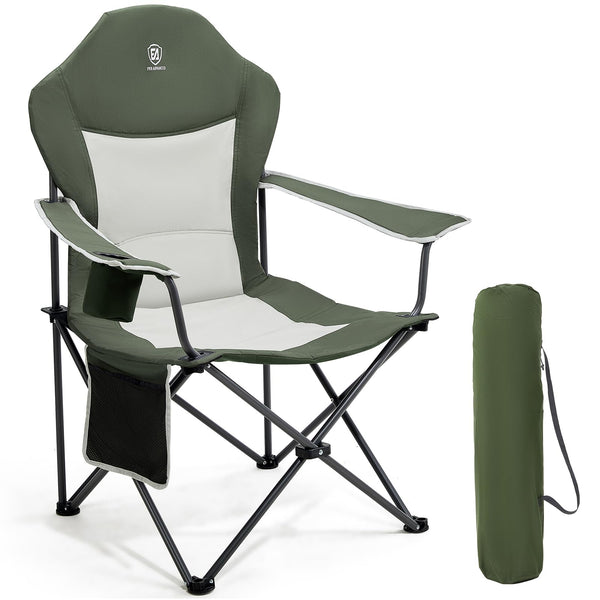 EVER ADVANCED Camping Chairs for Adults Heavy Duty Folding Chair Up to 160kg Oversized with High Back & Cup Holder & Side Pocket Comfy Camp Fold Up Chair