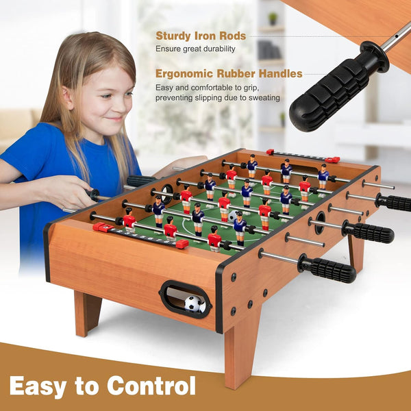 COSTWAY 27'' Football Table Top, Football Soccer Game Toy Set with Wooden Frame for Kids, Family and Party (27'' Football Table Top)