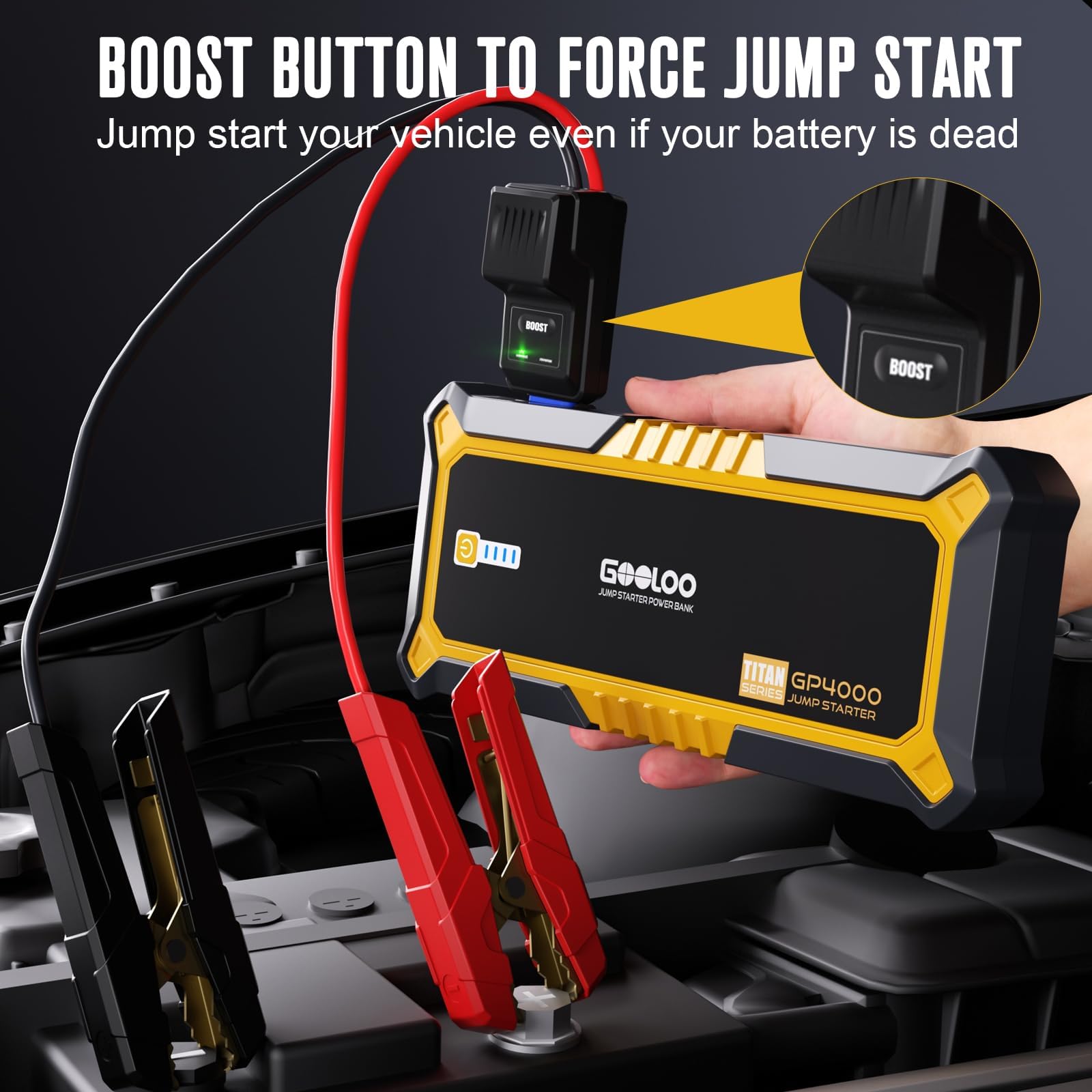 GOOLOO New GP2000 Jump Starter 2000A Car Starter Battery Pack (Up to 8.0L Gas, 6.0L Diesel Engine),12V Car Battery Charger Jumper Starter, Portable Lithium Jump Box with USB Quick Charge