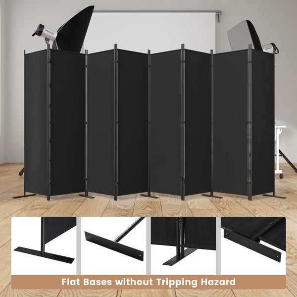 C-Hopetree 6 Panels Room Divider, 180cm Tall Indoor Folding Privacy Screen, Portable Partition Separator, Freestanding Separation Temporary Wall for Office, Bedroom, 304cm W X 180cm H, Black