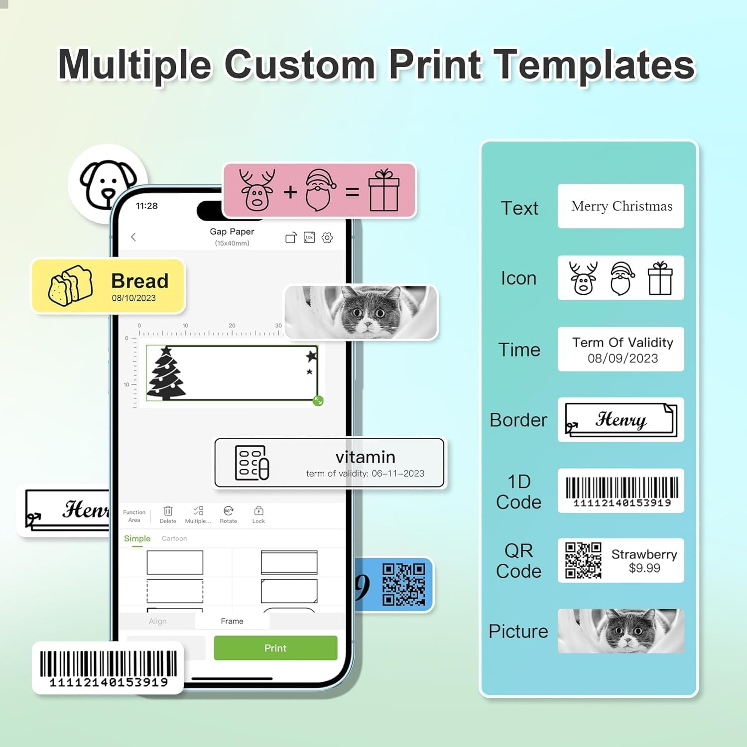 Nelko Label Maker Machine with Tape, P21 Portable Bluetooth Label Printer, Wireless Handheld Sticker Maker Mini Label Makers with Multiple Templates for Organizing Storage Barcode Office, White 1 pack