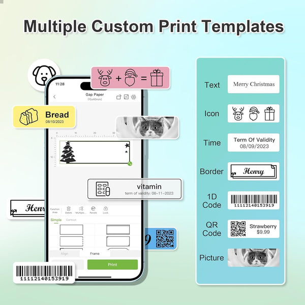 Nelko Label Maker Machine with Tape, P21 Portable Bluetooth Label Printer, Wireless Handheld Sticker Maker Mini Label Makers with Multiple Templates for Organizing Storage Barcode Office, White 1 pack