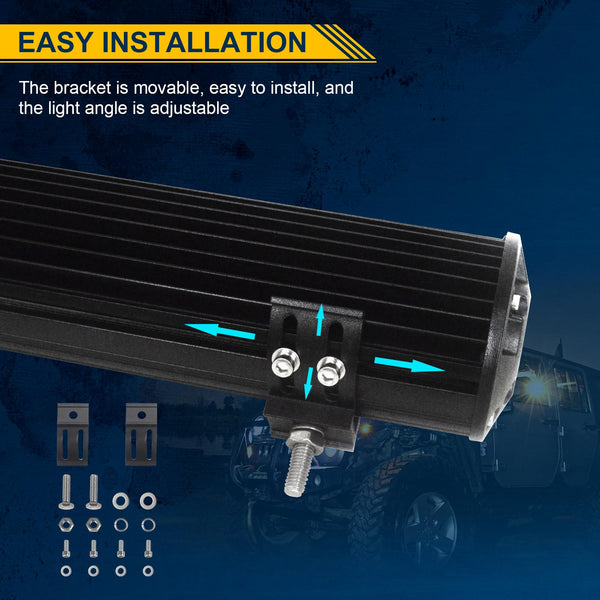 RIGIDON 8D Led Work Light Bar, 12 inch 240W 12V 24V 7D Tri Row Fog Light for Car Off road Truck SUV ATV 4x4 Boat, Flood Spot Combo Beam, Waterproof Outdoor Driving Lighting, 6000K White