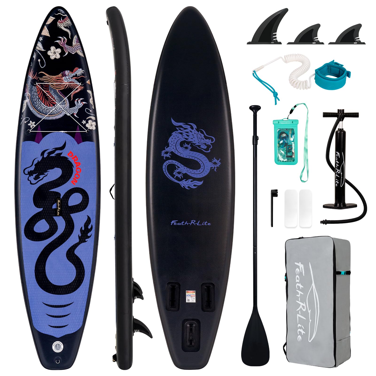 FEATH-R-LITE 10' &11' Inflatable Ultra-Light Stand Up Paddle Board for All Skill Levels Included with SUP, Adj Paddle, Pump, Backpack, Leash