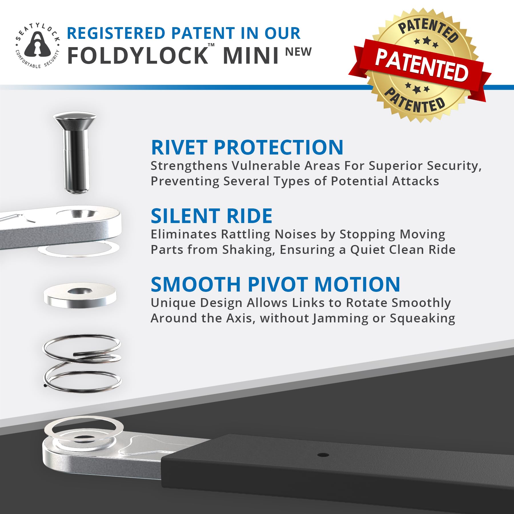 FoldyLock Mini Folding Bike Lock - Patented Lightweight Bicycle Lock - Heavy Duty Anti Theft Smart Secure Guard with Key and Case for Electric Scooter