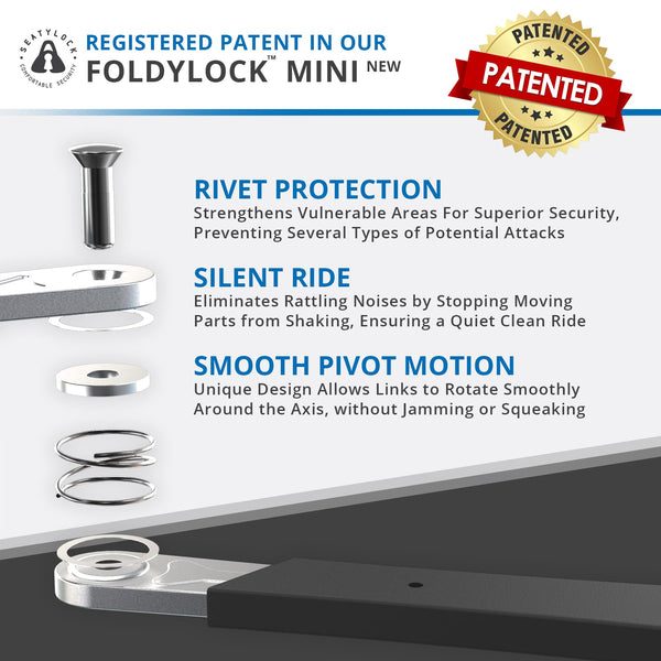 FoldyLock Mini Folding Bike Lock - Patented Lightweight Bicycle Lock - Heavy Duty Anti Theft Smart Secure Guard with Key and Case for Electric Scooter