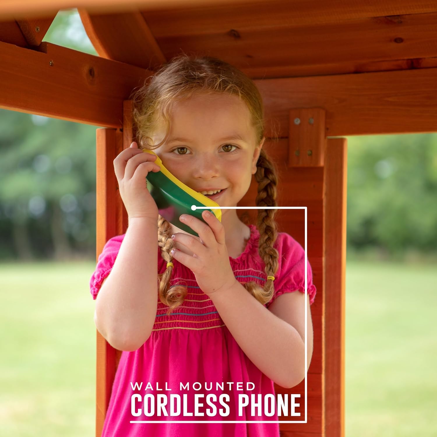 Backyard Discovery Timberlake Playhouse | Wooden House for Outdoor Play, With Fun Accessories, Kids Garden House, 100% Cedar Wood, For 2-10 Year Olds | Brown Colour