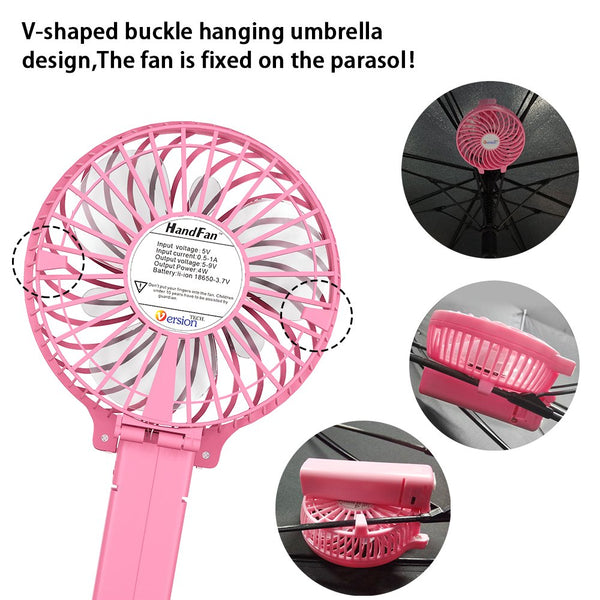 VersionTech Hand Held Fan,Portable Handheld USB Rechargeable Fans with 3 Speeds,Battery Operated Electric Powered Mini Foldable Desk Desktop Fans for Home Office Ceiling Travel Black