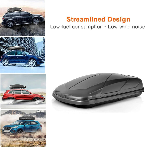 TANGZON Car Roof Box, 400L Extra-Large Car Top Roofbox with Dual Side Opening, Waterproof Hard Rooftop Cargo Carrier Storage Box for Tents Bags Luggage, Fits Most Cars (Black)