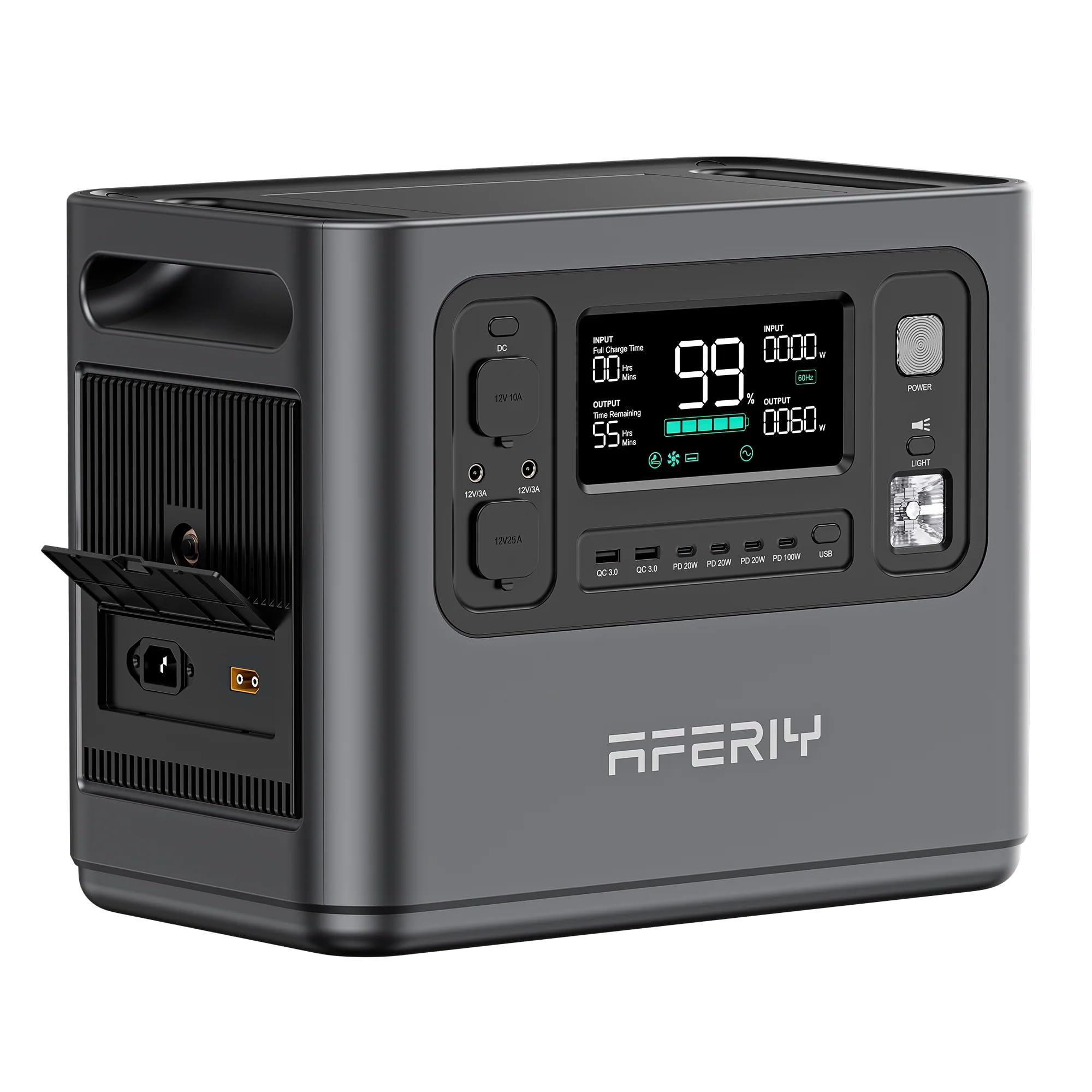 AFERIY 2400W Portable Power Station, 2048Wh Solar Generator Control Via App, LiFePO4 Battery Quick Charge in 1.5H, 240V AC Outlets, 13 Outputs for Home Emergency/Camping/RV