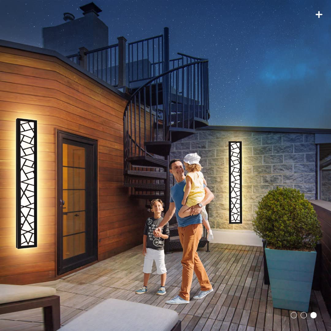 LUOLONG LED Long Wall Light IP67 Waterproof Villa Indoor/Outdoor Wall Lights Anthracite 80CM Warm Light