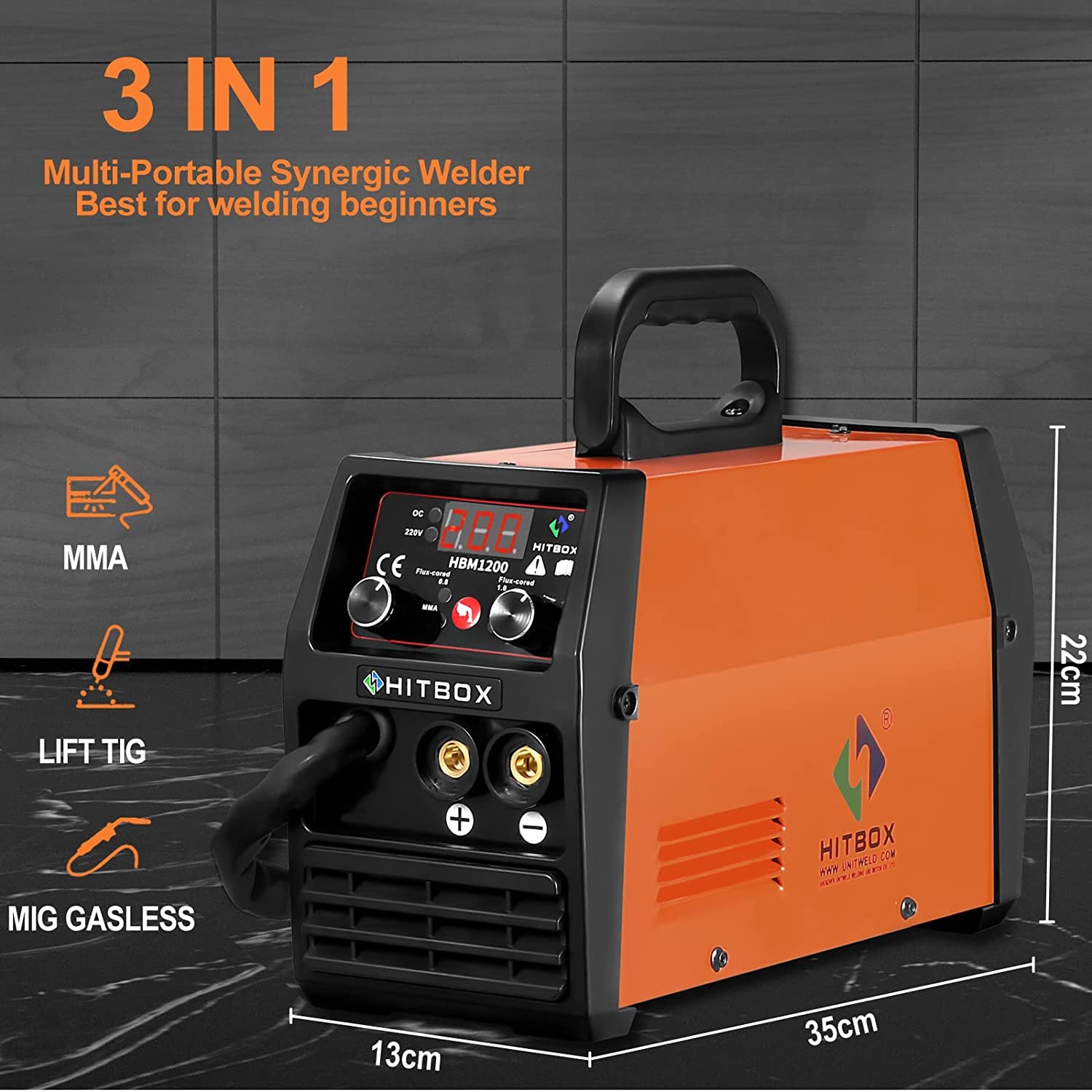 HITBOX 160A Stick Welder, 2 in 1 Lift TIG MMA ARC Welding Machine, 240V Portable Welder with Arc Force, Hot Start, Anti-Stick, LCD Digital Display, IGBT Inverter Welder for Home and Professional Use