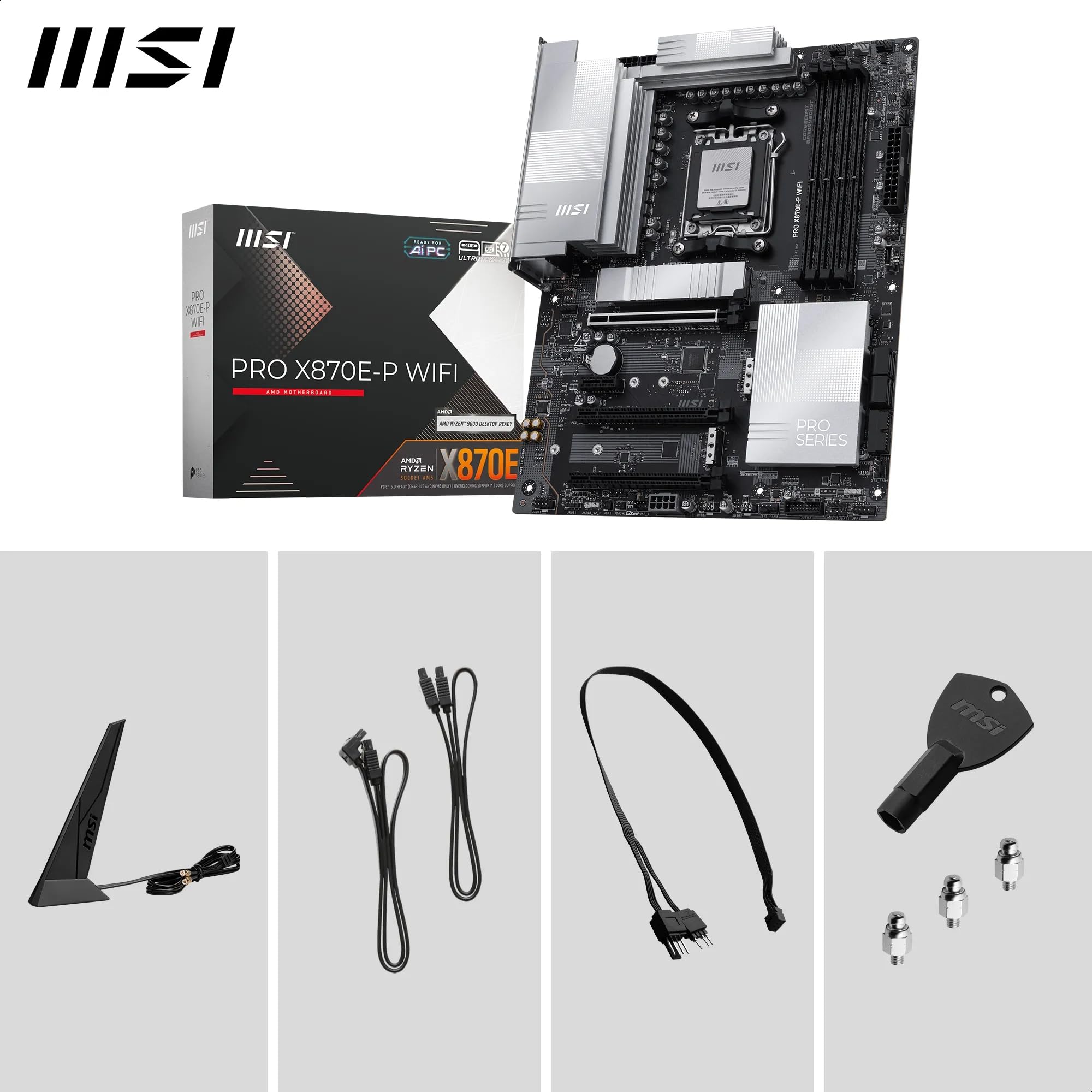 MSI X670E GAMING PLUS WIFI Motherboard, ATX - Supports AMD Ryzen 9000 / 8000 / 7000 Series Processors, AM5 - 80A SPS VRM, DDR5 Memory Boost 7800+ MHz/OC, PCIe 5.0 x16, M.2 Gen5, Wi-Fi 6E