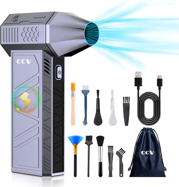 Compressed Air Duster - 150000RPM Electric Air Duster for Cleaning Keyboard&PC 3 Gears Adjustable Rechargeable Cordless Jet Dry Blower Air Blower for Car and Home (F33-Black-UK)