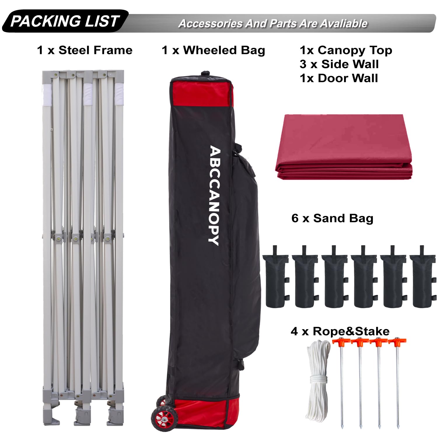 ABCCANOPY 3x6M Pop Up Gazebo Canopy Commercial Tents Market stall with 4 Removable Sidewalls and Roller Bag Bonus 4 Weight Bags (Grey)