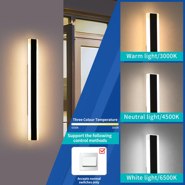 Mikeru 6500k Cool White Outdoor Wall Light, 150cm Modern Porch Wall Light, LED Vertical Long Acrylic Garden Fixture, IP65 Waterproof for Balcony, Living Room, Garage, Patio
