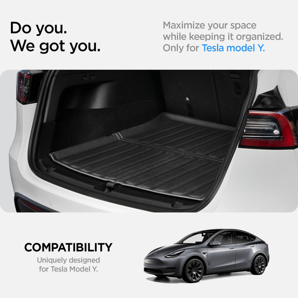 Spigen Tesla Model Y (~2024) Front Trunk Mat Cargo Liner, All Weather Floor Mats, Boot Liner, Waterproof, Easy To Clean Material, Designed for Model Y Accessories - Carbon Edition