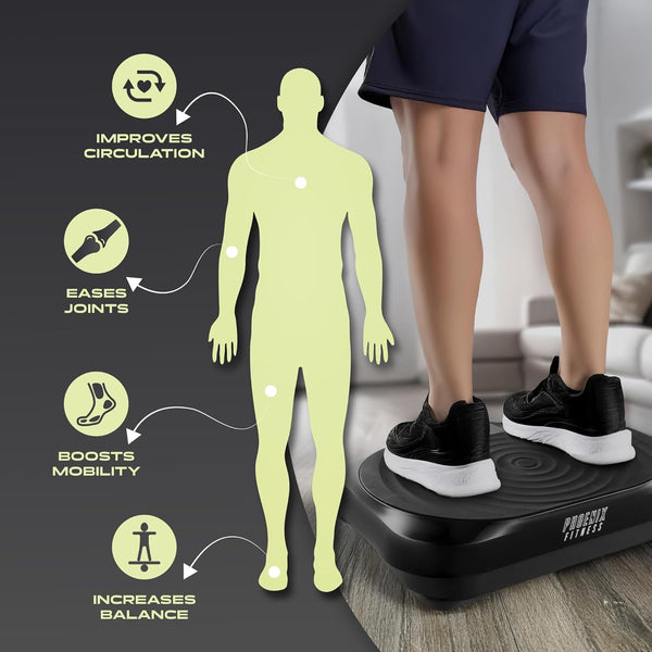 Phoenix Fitness Vibration Plate Exercise Machine - 120 Intensity Levels, Timer, LCD Display & 5 Programs for Weight Loss, Lymphatic Drainage, Circulation and Full Body Workout at Home & Gym - Black