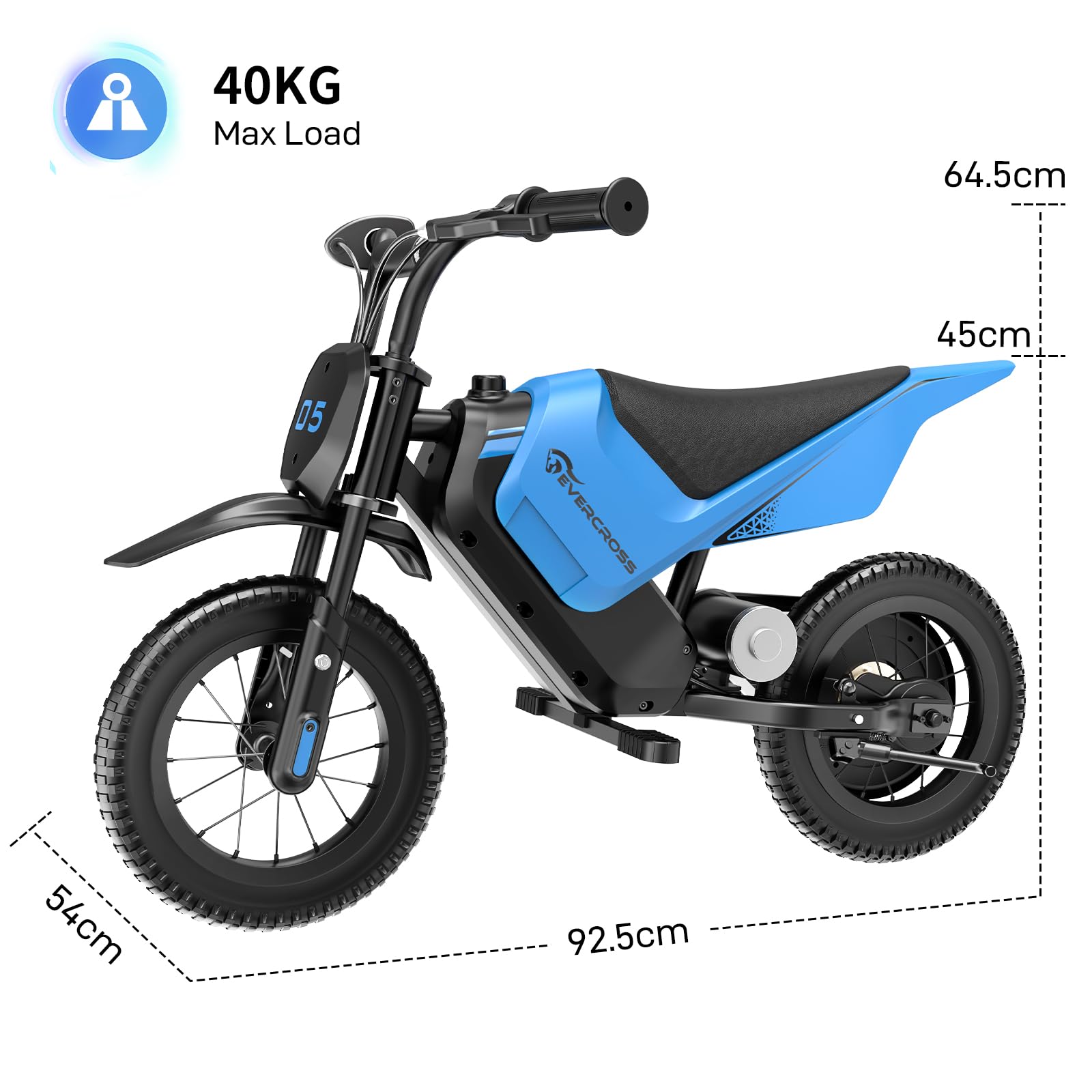 EVERCROSS EV05M Electric Motorcycle for Kids, 150W Kids Ride On Motor-cycle, 8/16 km/h Speed Modes & 15 km Long-Range Electric Motorcycle, 12'' Moto Cross for Children Aged 3-12 Years