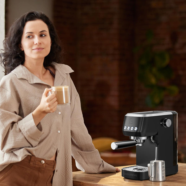 CASABREWS 3700 Essential Espresso Machine 20 Bar, Stainless Steel Cappuccino & Latte Machine with Steam Frother for Home, 1.3L Water Tank, Silver
