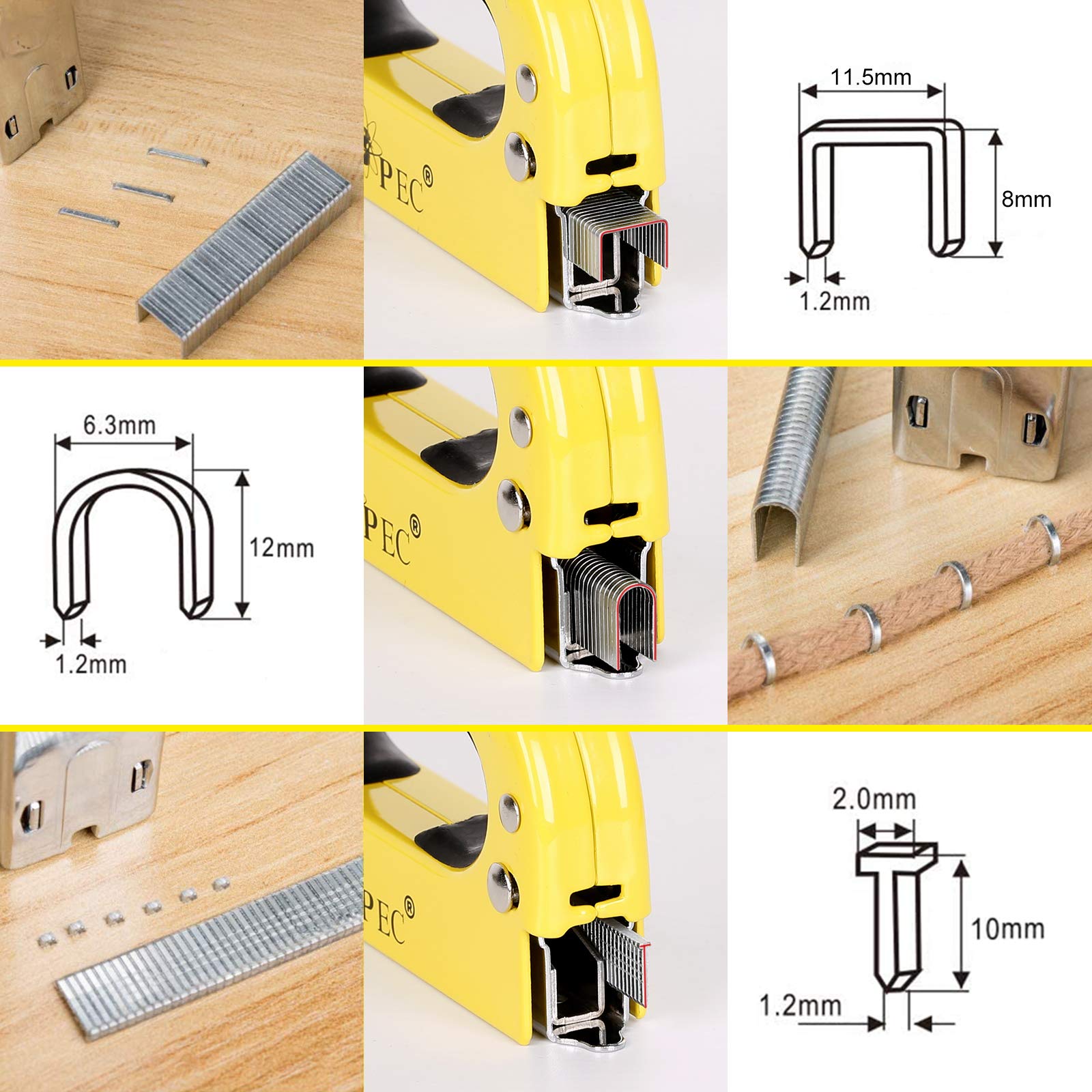 Upholstery Staple Gun Heavy Duty, TOPEC 3-in-1 Stapler Gun with 600 Staples, Manual Brad Nailer Power Adjustment Stapler Gun for Wood, Crafts, Carpentry, Decoration DIY