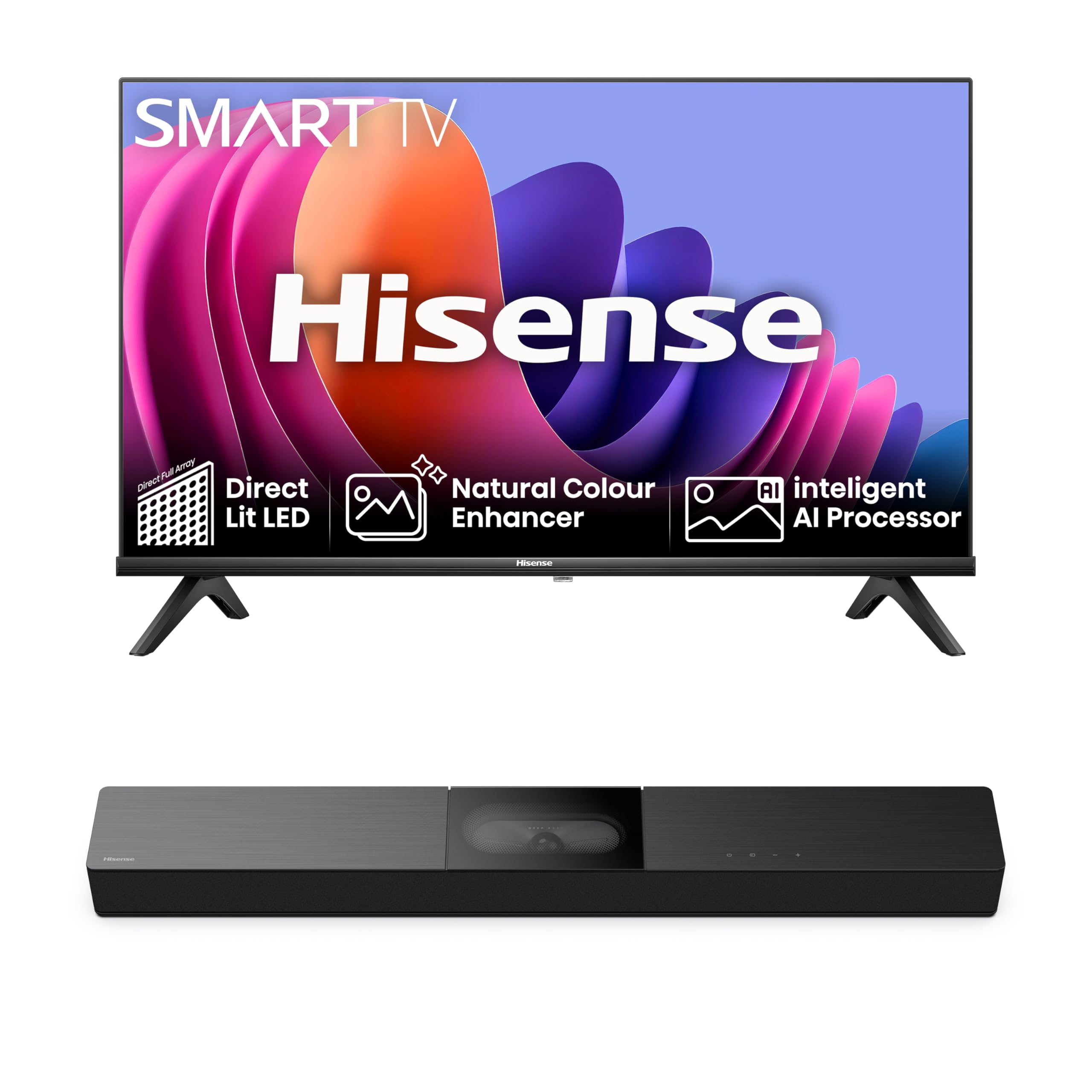 Hisense 40" 40E4QTUK FHD LED TV with Freely - Direct Lit LED, Dolby Audio, Natural Colour Enhancer, Games Mode, Sports Mode with Freely, Disney +, YouTube, Netflix