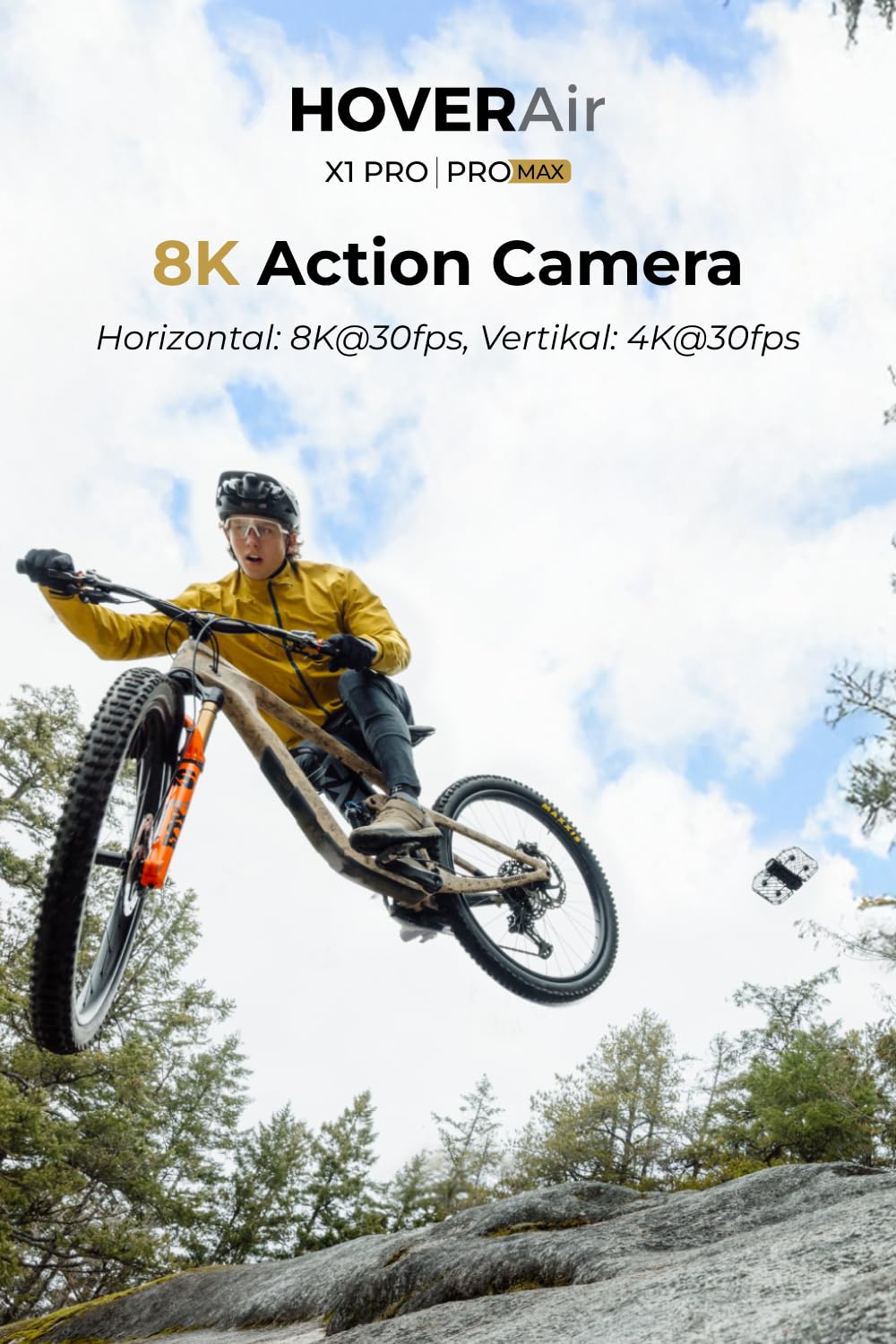 HOVERAir X1 PROMAX 8K Action Flying Camera, Foldable Drone with Camera with 26Mph Follow Speed, 10+ Fully Automatic Flight Modes, Fly Anywhere with OmniTerrain, SmoothCapture 2.0(Skiing Combo)