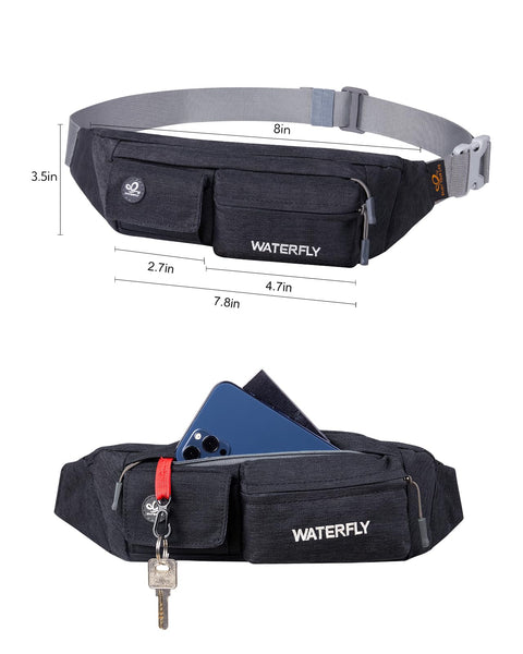 Waterfly Waist Bag Pack Slim Water Resistant Fanny Pack Travel Bum Bag Running Belt for Traveling Cycling Hiking Camping