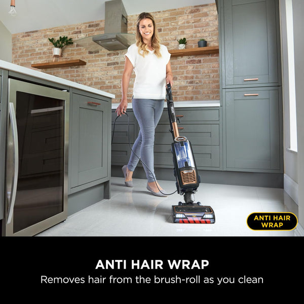 Shark Corded Upright Vacuum Cleaner,0.83L with Anti Hair Wrap Technology & DuoClean, Pet Model, Powered Lift-Away, LED Headlights, Anti-Allergen, 8m Cord, 750W, 3 Attachments, Navy, Orange, NZ801UKT