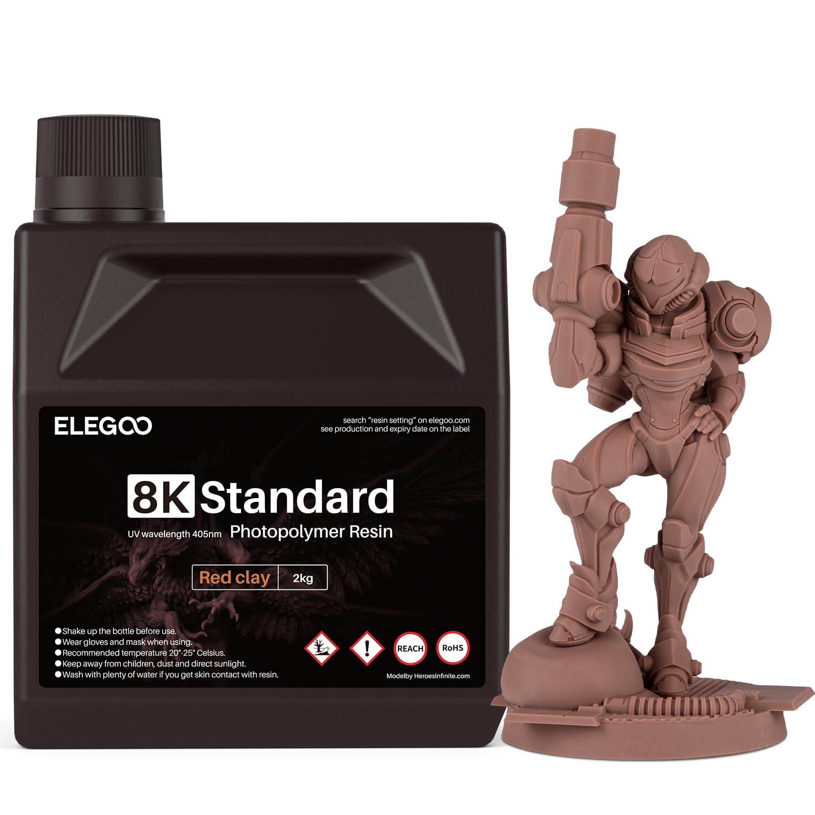ELEGOO 8K 3D Printer Resin, Standard Photopolymer Resin 405nm UV-Curing Resin, Best for 8K/9K/12K/14K/16K LCD 3D Printer Space Grey 1000G