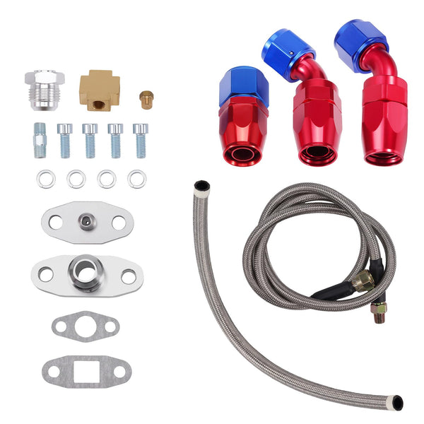 maXpeedingrods Universal Turbo Oil Line Kits Feed Line AN10 & Return Line kits T3 T4 T04E T3T4 T70 GT28