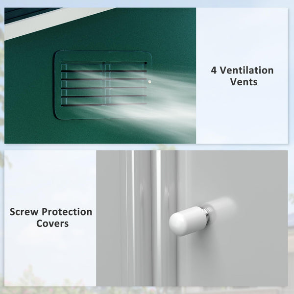 Outsunny 7.7 x 5.7ft Metal Garden Shed with Ventilation Slots and Sliding Doors, Galvanised Outdoor Tool Storage House, Grey