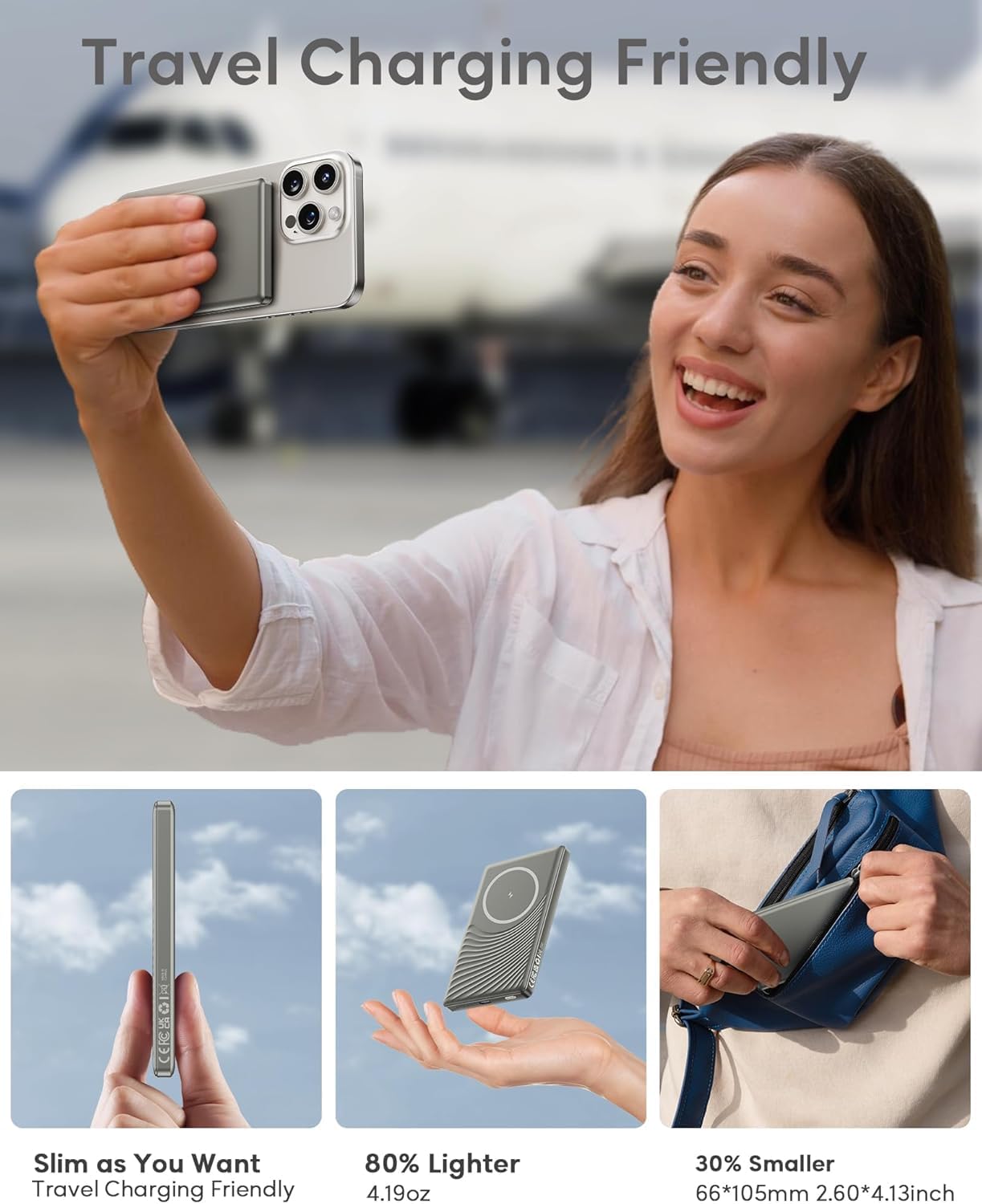 2025 Ultra Slim Power bank iPhone for Magsafe, 20W Super Fast Charging Powerbank Wireless Magnetic Portable Charger,USB C in&Out PD 3.0 Phone Battery Pack for i-Phone 16/15/14/13/12 Mini Plus Pro Max