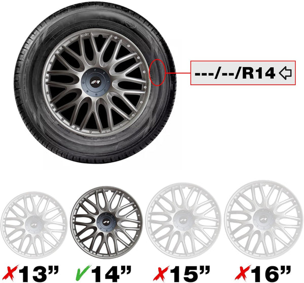 Simoni Racing ORD/14 Set of 4 Orden Wheel Trims 14 Inch Universal Car Wheel Trims Grey Silver