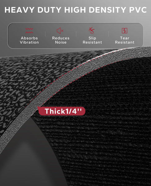 HAPBEAR Exercise Equipment Mat-72" x 36"x1/4" (183 x 92cm?6mm), Treadmill Mat, Exercise Bike Mat, Heavy-Duty Floor Protector, Non-slip, Noise