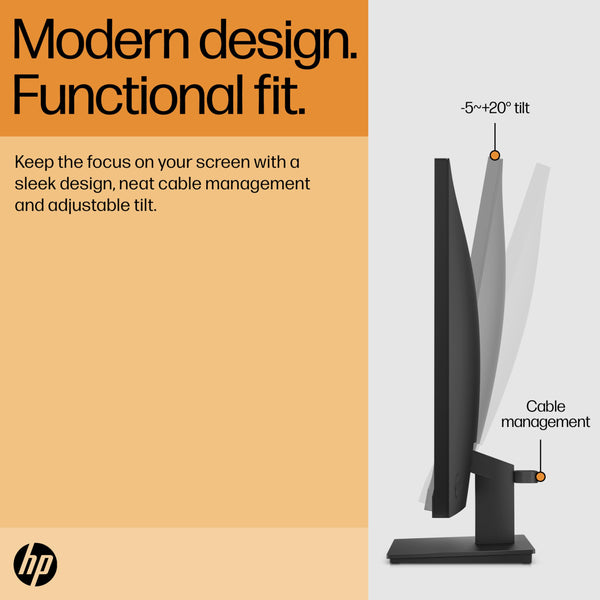HP 24 Inch FHD Monitor | Full HD VA LCD Display | 75hz Refresh Rate | 250 Nits Brightness | 3000:1 Contrast Ratio | AMD FreeSync Technology | Adjustable Tilt | 1x HDMI 1.4, 1x VGA | Black | V24v G5