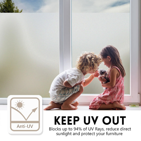 KESPEN Frosted Window Film Privacy, Total Privacy Film For Glass Windows, No Glue Anti UV Static Cling Heat Blocking Film, 75 X 400 cm