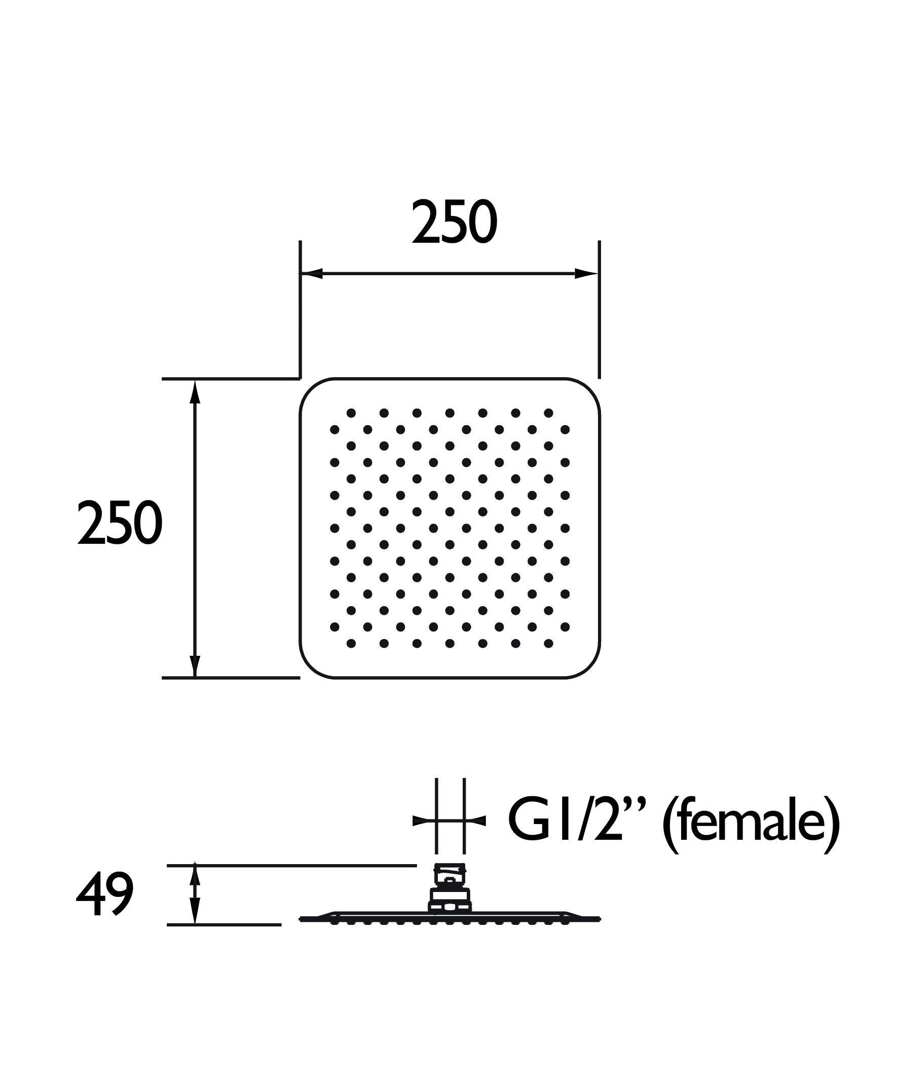 Bristan FH SLSQ01 C 200 mm Slimline Square Fixed Head - Chrome Plated, Rose