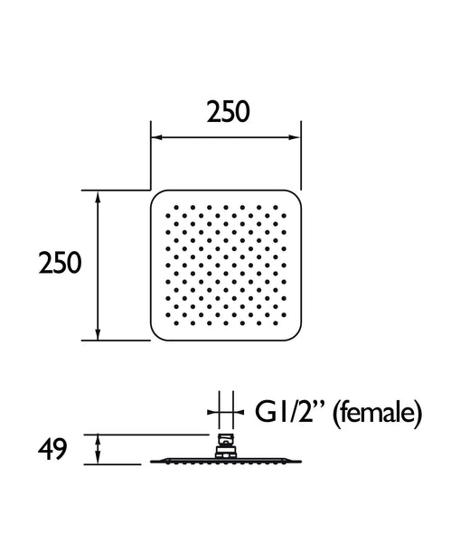 Bristan FH SLSQ01 C 200 mm Slimline Square Fixed Head - Chrome Plated, Rose