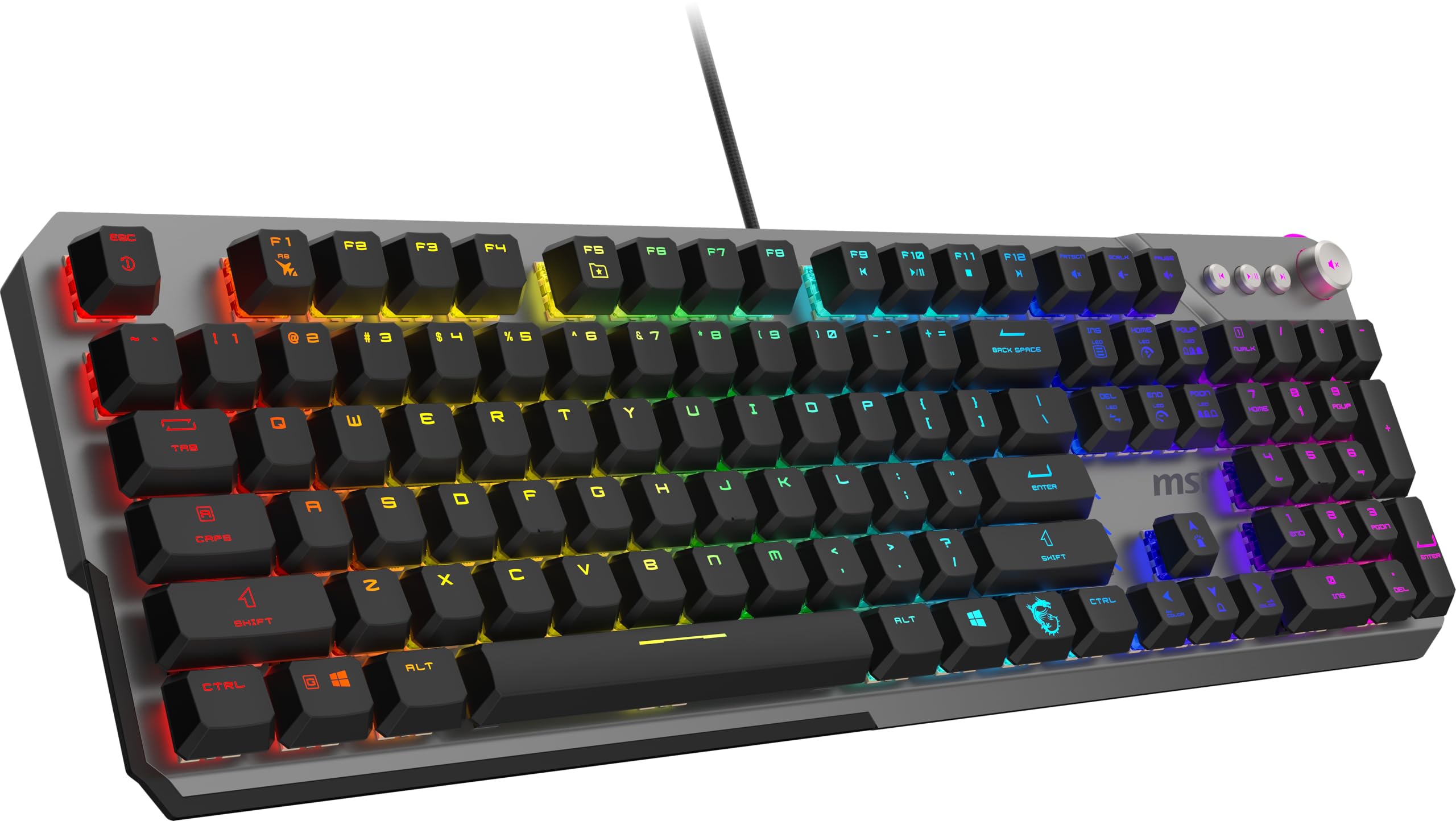 MSI Vigor GK71 Sonic Mechanical Gaming Keyboard (UK Layout) - MSI Sonic Red Switches (Linear), Ergonomic Keycaps, Anti-slip Base, Per-key RGB Mystic Light, USB 2.0 - Full-Sized