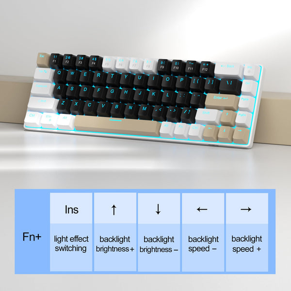 MageGee Portable 60% Gaming Mechanical Keyboard, Minimalist MK-Box Ice Blue Backlit Compact 68 Keys Wired Office Keyboard with Red Switch for Windows Laptop PC Mac Convenient(Gray & White)