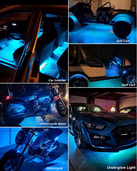 Motorbike Underglow 12V Led Strip Lights Neon Interior Car Lights Connectable Red Led Light Strips 12V for Cars Interior Lights Boat Marine Trucks 4Pack(60cm/24" Red)