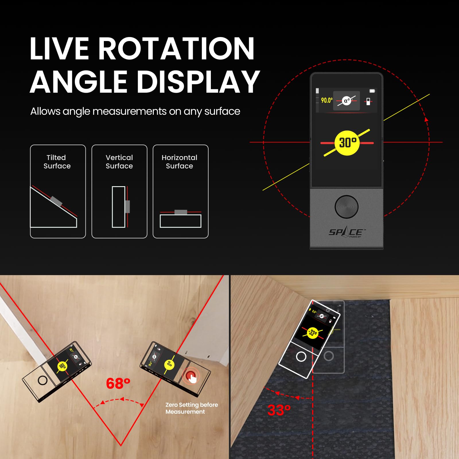 MiLESEEY D9 Pro Laser Distance Meter with Visual Aligning Indicator, 100m Laser Measure Device With IPS Touchscreen Interface, P2P, Live Angle Display, APP Sync, 14 Measuring Modes
