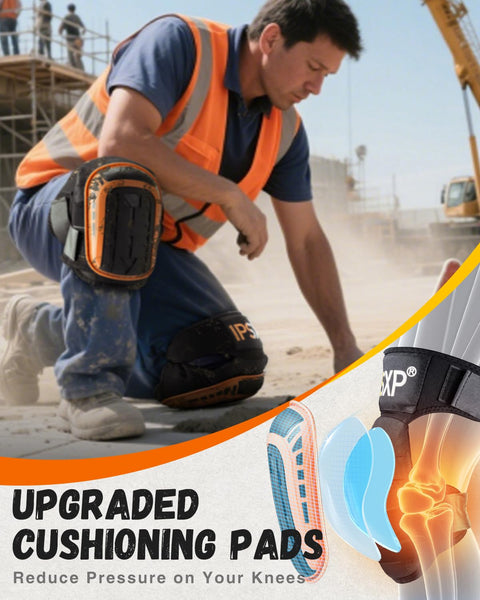 IPSXP Professional Knee Pads for Work,Gardening & Construction Knee Pads for Men and Women with Thick Double Gel Cushion, Strong Adjustable Non-Slip Straps,1 Pair