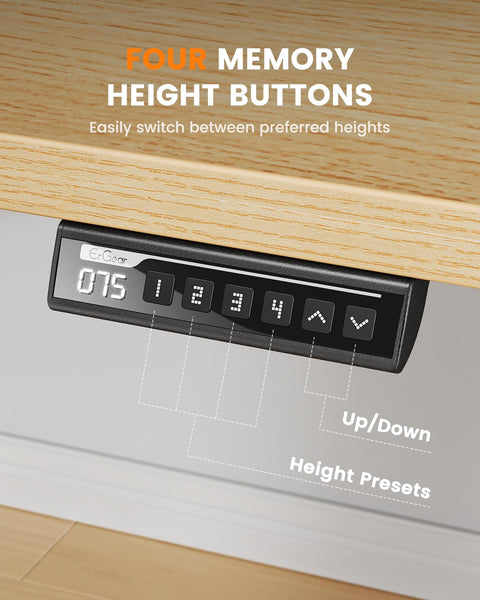 ErGear Electric Standing Desk-160 x 80 cm-100kg Load Capacity Height Adjustable Desk with Advanced Brushless Motor, Quiet Operation, Sturdy Metal Frame,Four-part Tabletop