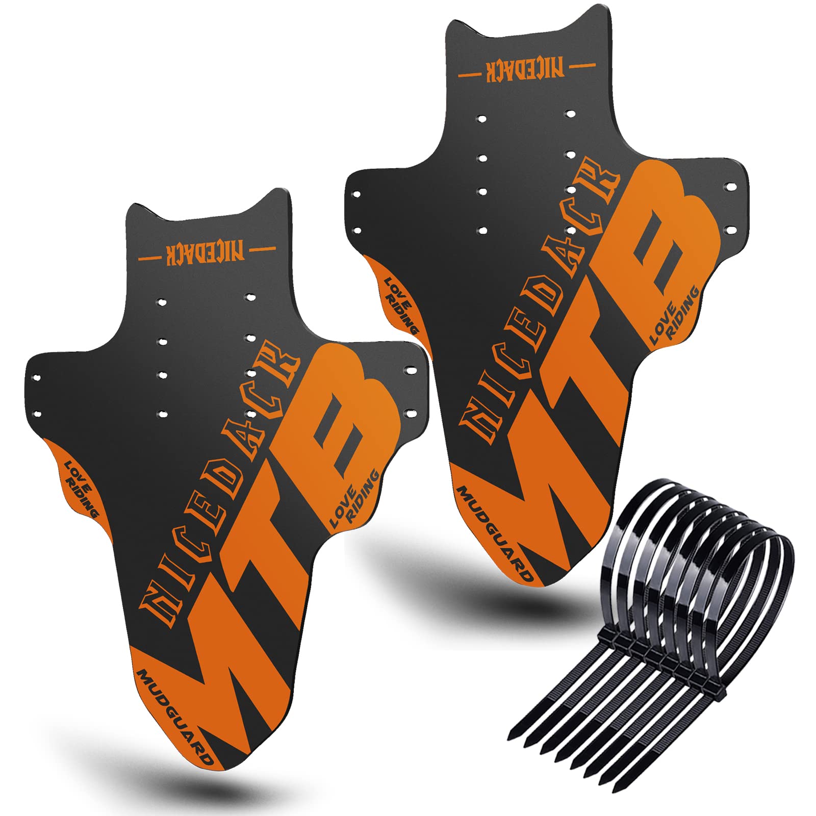 NICEDACK Mudguards Mountain Bike, 2 Pieces Mudguard Fit 20-29 Inch MTB Mudguard Front and Rear Compatible Bicycle Splash Guard